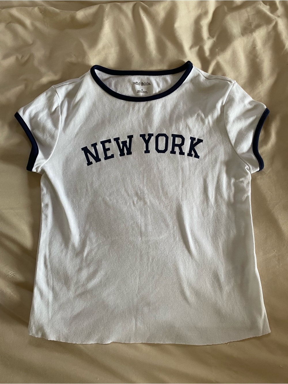 wild fable White Tee with Navy Ringer Trim